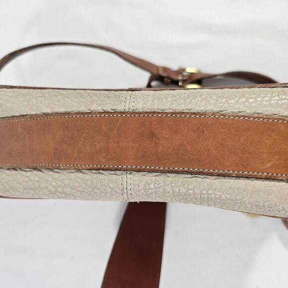 Dooney & Bourke Vintage Essex Cream  Tan Shoulder Pebbled Leather Purse Bag Read - Picture 11 of 11